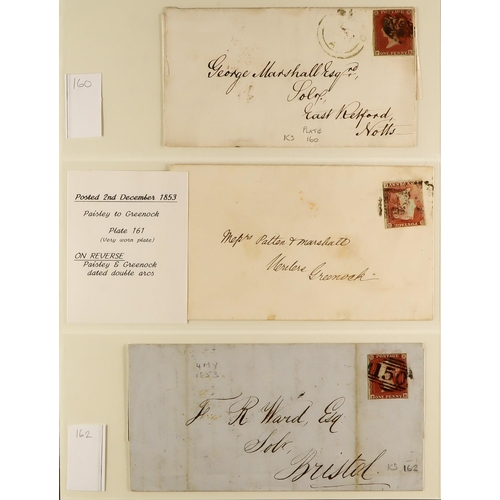 1279 - GB.QUEEN VICTORIA 1841 1D RED PLATED COVERS. A collection of 95 covers in 2 albums of 1841 1d red-br... 