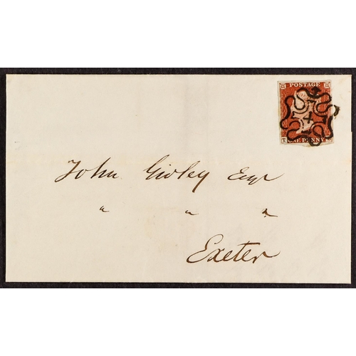 1284 - GB.QUEEN VICTORIA 1841 1d red-brown imperf plate 132 with four margins, on a neat 1843 (June) wrappe... 