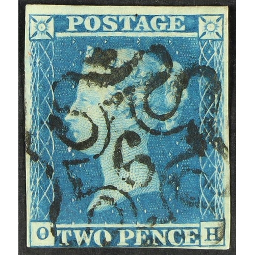 1286 - GB.QUEEN VICTORIA 1841 2d blue Plate 3, almost four margins, neat upright 