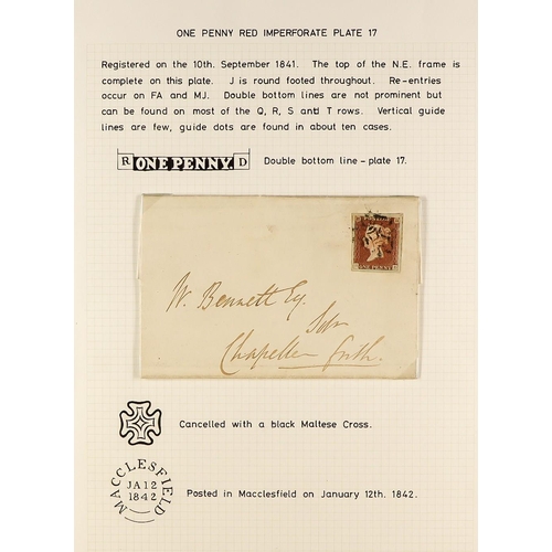 1292 - GB.QUEEN VICTORIA 1842 (Jan)  entire letter, Macclesfield to Chapel-en-le-Frith, bearing 1d red plat... 