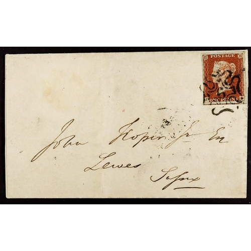 1296 - GB.QUEEN VICTORIA 1843 (29 Nov) EL from London to Lewes, Sussex bearing 1d red-brown with 4 good to ... 