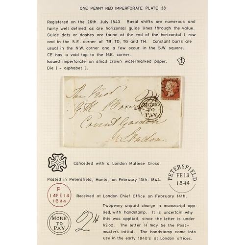 1299 - GB.QUEEN VICTORIA 1844 (Feb) entire letter Petersfield to London, bearing 1d red with Maltese cross,... 