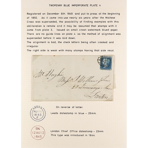 1301 - GB.QUEEN VICTORIA 1845 (Aug)  wrapper Leeds to London, bearing 2d blue plate 4 with two margins, tie... 