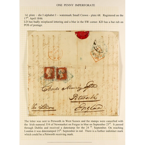 1302 - GB.QUEEN VICTORIA 1846 entire letter, bearing 1d red Plate 68 (x2, each three margins), tied by IRIS... 