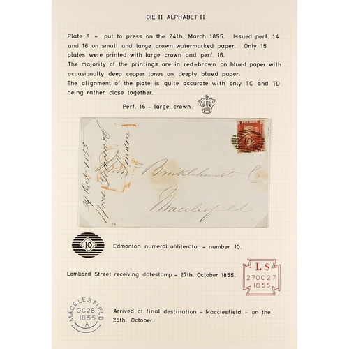 1311 - GB.QUEEN VICTORIA 1855 (Oct) envelope, London to Macclesfield, bearing 1d red LC16 Plate 8, tied by ... 