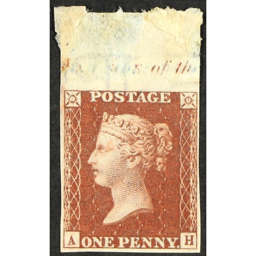 1318 - GB.QUEEN VICTORIA 1857 1d red Die II. Alphabet III 'AH' plate 43 IMPRIMATUR with sheet selvage & ins... 