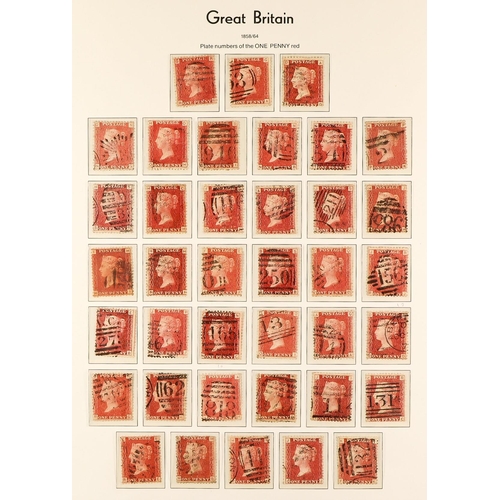 1325 - GB.QUEEN VICTORIA 1858-79 1d reds complete set of plate numbers from 71 to 225 (no 77) used includin... 