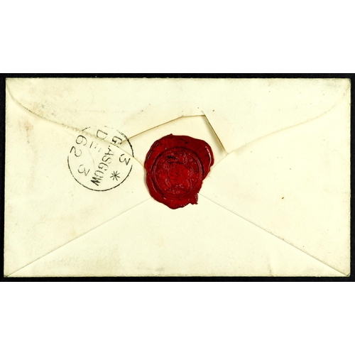 1328 - GB.QUEEN VICTORIA 1862 (2 Dec) neat env to Glasgow with intact Oxford Union Society red wax seal, be... 