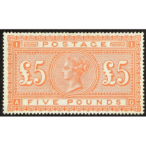 1337 - GB.QUEEN VICTORIA 1867-83 £5 orange on white paper, SG 137, mint lightly hinged with small corner th... 