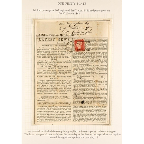 1343 - GB.QUEEN VICTORIA 1870 (May) a part newspaper front to Edinburgh, bearing 1d red plate 107 tied by D... 