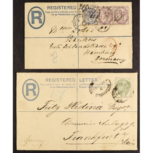 1363 - GB.QUEEN VICTORIA 1885 / 1886 two registered stationery envelopes includes 1885 (17 Dec) to Germany ... 