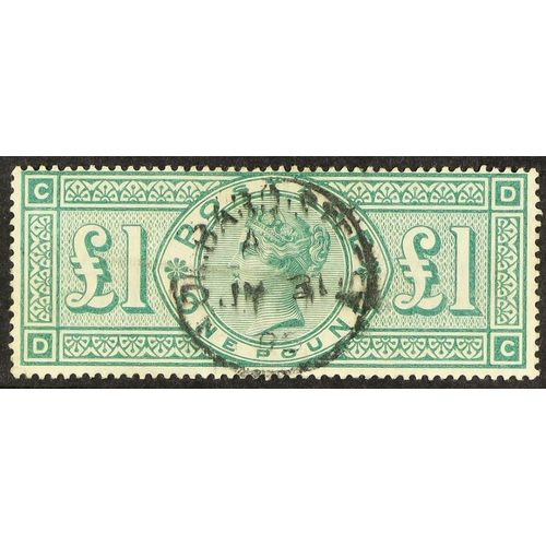 1367 - GB.QUEEN VICTORIA 1891 £1 green, SG 212, used with upright centrally-placed cds cancellation, cat £8... 