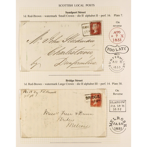 1375 - GB.QUEEN VICTORIA SCOTS LOCAL POSTS 1855 entire with 1d red SC 16 Plate 7, tied upright 