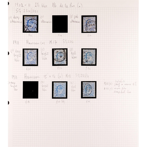 1376 - GB.EDWARD VII 1902 - 1913 SPECIALIZED USED COLLECTION of fine dcs used stamps on pages, identified a... 