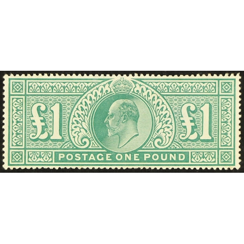 1378 - GB.EDWARD VII 1902-10 £1 dull blue-green De La Rue printing, SG 266, never hinged mint with a couple... 