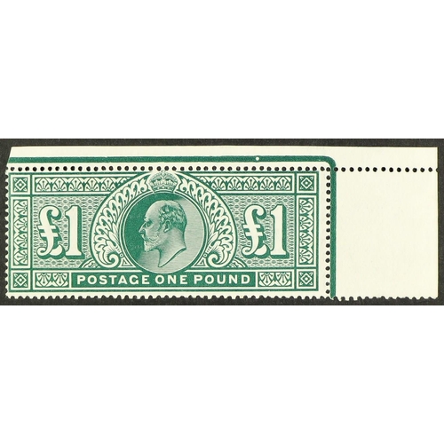 1381 - GB.EDWARD VII 1911 £1 deep green Somerset House, SG 320, mint with faint trace of hinge example from... 