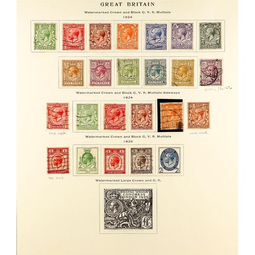 1382 - GB.GEORGE V 1911 - 1935 USED COLLECTION on 4 album pages, incl. a good range of Downey heads, 1912-2... 