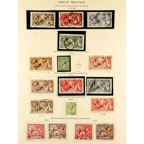 1382 - GB.GEORGE V 1911 - 1935 USED COLLECTION on 4 album pages, incl. a good range of Downey heads, 1912-2... 