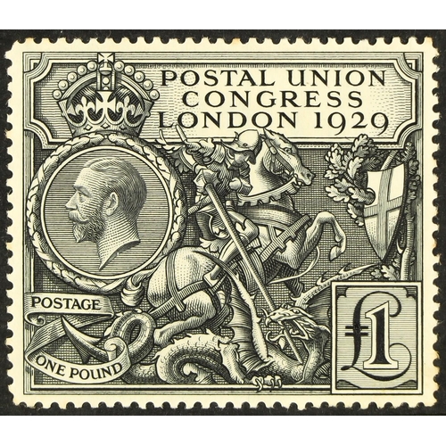 1398 - GB.GEORGE V 1929 £1 black PUC, SG 438, never hinged with with toned gum and light corner crease, goo... 