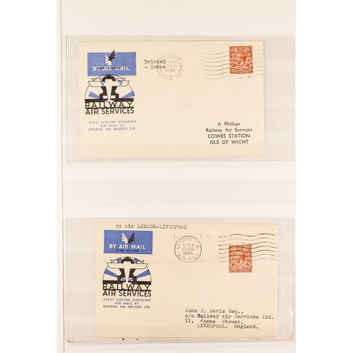 1399 - GB.GEORGE V 1933 - 1934 'RAILWAY AIR SERVICE' COVERS COLLECTION of illustrated covers plus several 