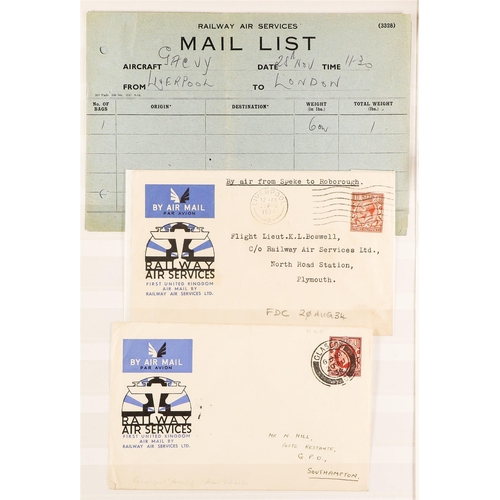 1399 - GB.GEORGE V 1933 - 1934 'RAILWAY AIR SERVICE' COVERS COLLECTION of illustrated covers plus several 