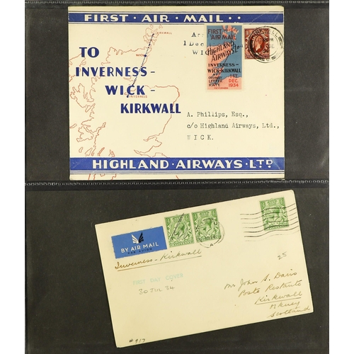 1400 - GB.GEORGE V 1934 HIGHLAND AIRWAYS, COVERS COLLECTION with informative write-ups, some illustrated, s... 