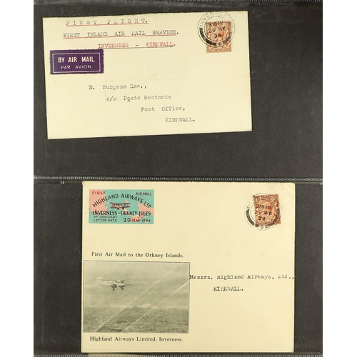 1400 - GB.GEORGE V 1934 HIGHLAND AIRWAYS, COVERS COLLECTION with informative write-ups, some illustrated, s... 