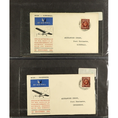 1400 - GB.GEORGE V 1934 HIGHLAND AIRWAYS, COVERS COLLECTION with informative write-ups, some illustrated, s... 