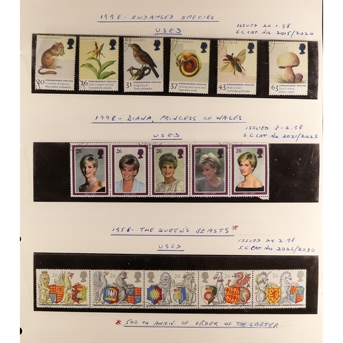 1407 - GB.ELIZABETH II 1952 - 2000 USED COLLECTION on home-made album pages includes 1952-54 Tudor Crown se... 