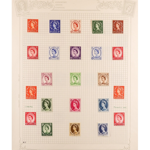 1409 - GB.ELIZABETH II 1953 - 1967 WILDING DEFINITIVES COLLECTION of mint stamps on album pages, comprehens... 