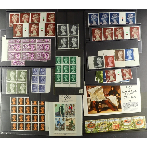 1470 - GB.ELIZABETH II BALANCE in a sheet file and on loose stock cards includes the 1977 tall Machin high ... 