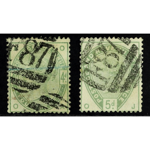 1513 - GB.BRITISH POs ABROAD USED AT SMYRNA 1884 4d dull green & 5d dull green, each with 'F87' cancel of S... 