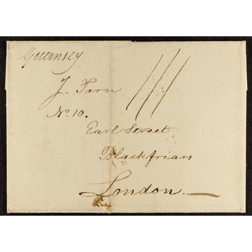 1516 - GB.ISLANDS GUERNSEY 1825 (January) a wrapper and part letter to London, showing on reverse a good 