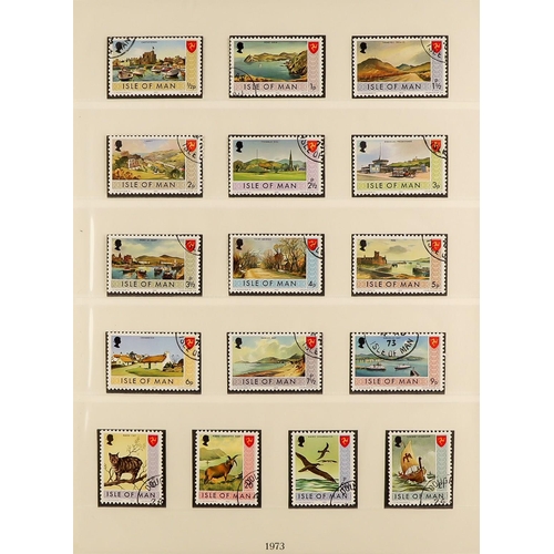 1525 - GB.ISLANDS ISLE OF MAN 1973 - 1982 VERY FINE USED COLLECTION in Lindner album with slip case with ve... 