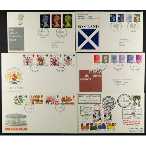 1545 - GB.FIRST DAY COVERS 1970s - 1980s collection in albums. Mainly Royal Mail with typed addresses. (App... 