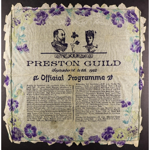 2 - 1902 PRESTON GUILD OFFICIAL PROGRAMME NAPKIN relating to the programme of events for Sept 1st - 6th ... 