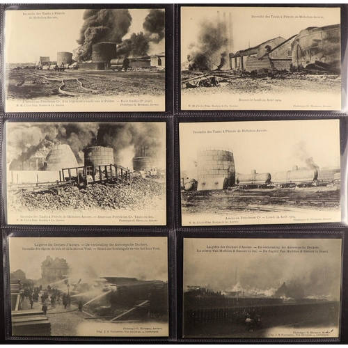 3 - AMERICAN PETROLEUM FIRE AT ANVERS 1904 PICTURE POSTCARDS chiefly unused. (14 cards) Lot 3 [a]