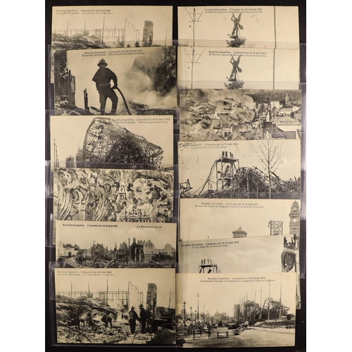 9 - BRUSSELS EXPOSITION FIRE 1910 PICTURE POSTCARDS mainly unused. (54 cards) Lot 9 [a]