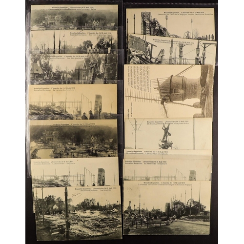 9 - BRUSSELS EXPOSITION FIRE 1910 PICTURE POSTCARDS mainly unused. (54 cards) Lot 9 [a]