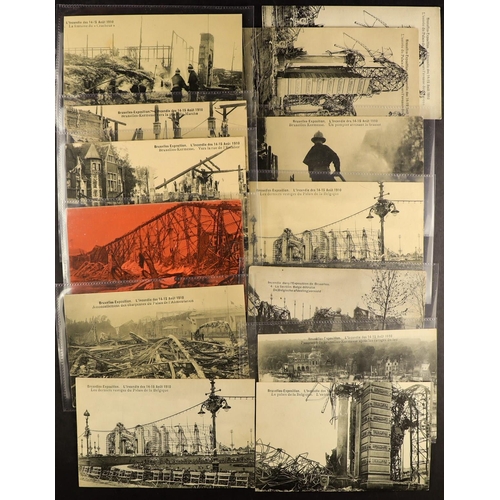 9 - BRUSSELS EXPOSITION FIRE 1910 PICTURE POSTCARDS mainly unused. (54 cards) Lot 9 [a]