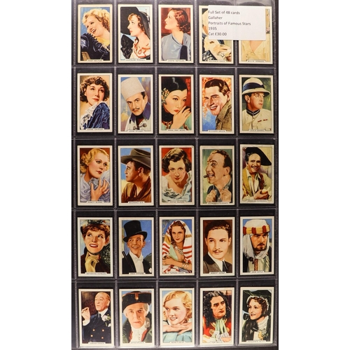 15 - CIGARETTE / TRADE CARDS IN DISPLAY POCKET. Includes Motor Cars 1936, Portraits of Famous Stars 1935,... 