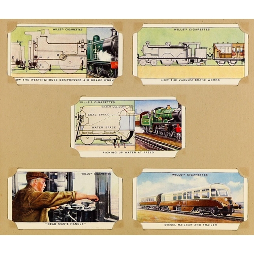 19 - CIGARETTE CARDS BY WILLS in albums. Includes Railway Engines, Life in the Royal Navy, Safety First, ... 