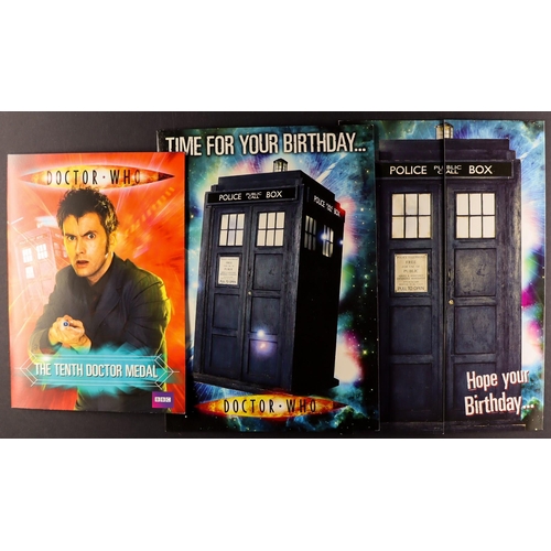 66 - DR WHO - COLLECTABLE SELECTION INCLUDING SIGNED. 2 t-shirts, 2 neck ties, baking mould, bookmark, er... 