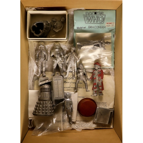 80 - DR WHO - FINE ART METAL CASTINGS. Figures include 2 Doctors, 1 assistant, Tardis, K9, Dalek and Cybe... 