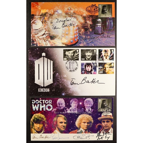 94 - DR WHO - STAMPS AND COVERS WITH SIGNED. Multiple signatures which include Tom Baker, Sylvester McCoy... 