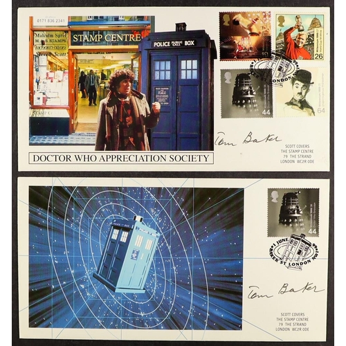 94 - DR WHO - STAMPS AND COVERS WITH SIGNED. Multiple signatures which include Tom Baker, Sylvester McCoy... 