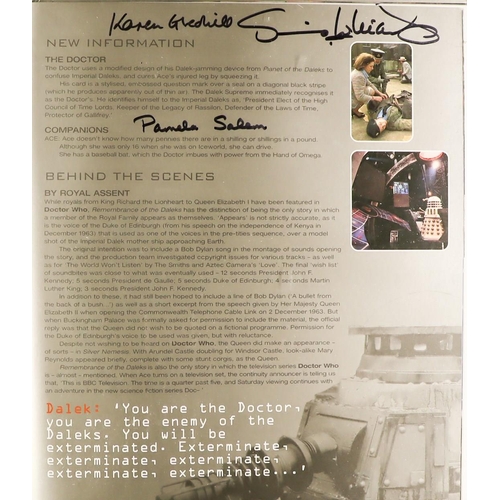 97 - DR WHO - THE LEGEND SIGNED BOOK. Many autographs with include Tom Baker, Peter Davidson, Sophie Aldr... 