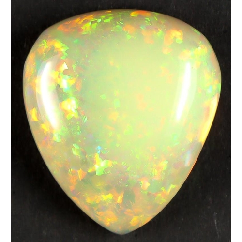 112 - GEMSTONE 28ct ETHIOPIAN OPAL. Pear shape with an opaque white dominance and splashes filling the bod... 