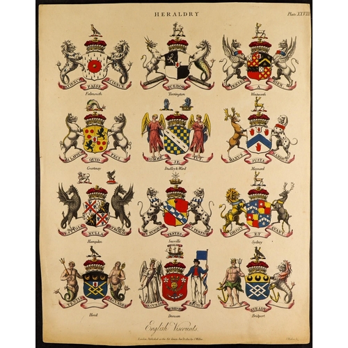 127 - HERALDRY Full plates/pages (about 30), part pages and cut-outs from 1808-10 Wilkes, 1812 Adlard & Jo... 