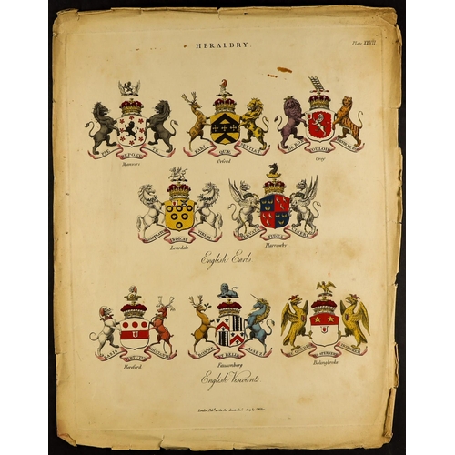 127 - HERALDRY Full plates/pages (about 30), part pages and cut-outs from 1808-10 Wilkes, 1812 Adlard & Jo... 